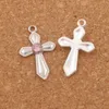 Kryształowy miecz kropki Cross Charms 120 sztuk / partia 6 Kolory Posrebrzane 16x26mm Wisiorki Moda Biżuteria Fit Bransoletki Naszyjnik Kolczyki L1554