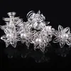 Silver Flower White Crystal Bridal Wedding Prom Hair Pins Hair Clip Twists Spins Hair Pins