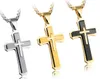 Colliers pendentifs Crucifix croix pendentif collier bracelet or/noir/argent plaqué pistolet/acier inoxydable mode bijoux religieux pour femmes/hommes collier de foi