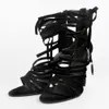 Kolnoo Womens Fashion 110mm High Heel Open Toe Zip Sandals Party Dress Wedding Shoes Black XD265