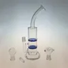 Deux fonctions Plates-formes pétrolières Fumer des bangs en verre avec un peigne Perc Cyclone Recycler Conduites d'eau en verre Perc 18mm Joint dab rigs WP1011