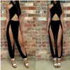 Partihandel-Partihandel Pris Kvinnor Sexig Klipp ut Halter Jumpsuits Ladies Fashion Hollow Out Cross Open Legging Rompers Split Loose Byxor