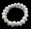 120pcs women's fashion handmade faux pearl & rhinestone clay charms adjustable bracelet jewelry