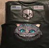 Cheshire Cat Ceket Rider Biker Patch 243D'nin tam arkası için büyük boyutta büyük işlemeli yama demir