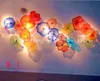 Kunst aan de muur met Sprial patronen hand geblazen glas lampen kom/schotel Murano stijl oranje blauw geel 16 "-LRW0061