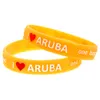 1 pc eu amo aruba uma ilha feliz pulseira de silicone em relevo logotipo macio e flexível sem jóias de presente de gênero