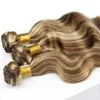 Klavier Farbe # 8 Hellbraun Mit # 613 Blonde Haarwebart 3 Bundles Lot Mischfarbe Ombre Brasilianische Körperwelle Reine Menschenhaarverlängerungen