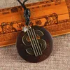 vintage Solid Wood Necklaces Oval Double Giraffe Ngau Tau Eiffel Tower Couple Cross pendant sweater chain Leather men women handmade stylish