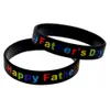 1 pc feliz dia pai silicone borracha moda pulseira arco-íris carta de cor logotipo para presente de festa de família