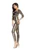 Leopard Animal Print Fancy Dress Sexy Dame's Deep V Neck Zip Up Body Bodysuit kombinezon Cosplay Party Catsuit262h