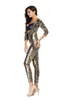 Leopard Animal Print Fancy Dress Sexy Women's Deep V Neck Zip Up Lingerie Bodysuit Jumpsuit Cosplay Party Catsuit341i