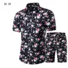 Camisas masculinas shorts conjunto novo verão casual impresso camisa havaiana homme curto masculino impressão vestido conjuntos de terno plus size224n