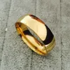 Venda quente clássico real banhado a ouro 8mm titanium aço mulheres homem anel de casamento de alta qualidade não se desvanece amantes da jóia do casamento