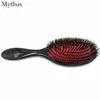 Peigne de Massage en plastique noir en poils de sanglier, en Nylon, coussin d'air Portable, brosse à pagaie de coiffure, outils de soins capillaires pour Salon de coiffure