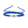 New Summer Jewelry Wholesale 10pcs/lot Top Quality Micro Paved Blue Cz Eye Fatima Hand Hamsa Macrame Bracelet for Gift