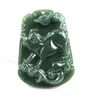 Mão esculpida jade verde natural porco jade presente pingente de colar