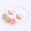 Women Gold Plated Spherical Hollow Boho Red Golden Gray Crystal Jewelry Sets With Earrings Statement Necklace For Party Necklace