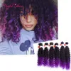 220G faisceaux de vagues profondes brésiliens crépus bouclés cheveux tisse coudre dans des EXTENSIONS de cheveux Jerry curlysynthétique tressage couleur bordeaux weav3603157