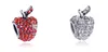 Vente chaude Meilleure Qualité Argent 10 pcs Mix Cristal Européen Rouge Pomme Charmes Perles Fit Serpent chaîne de sécurité DIY Charme Bracelet Bijoux De Noël