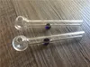 2pcs/lot Cheap Thick 10cm clear hand tobacco pipes Pyrex Glass smoking oil burner smoke pipe glass tube glass oil nail pipes