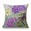 Vintage Home Decor Butterfly Almofada Słonecznik Pirs Cushion Cover Nordic Purple Hortensja Rzuć poduszkę Case 45cm Cojines