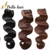 موضة الشعر 14-24inch البرازيلي الشعر الأسود جت بني داكن 2PCS / LOT الإنسان اللحمة الشعر HairExtensions العلمية 8A شحن مجاني BellaHair