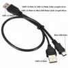 Hight Quality Black PVC Dual USB 2.0 Voedingskabel Y Shape 2 Type A tot One Mini 5pin Harde schijf USB-kabel 100 stks