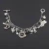 Alice In Wonderland Inspirerad Charm Bracelet Alloy Mushroom Rabbit Deer Clock Tekanna Spela Kort Krona Aryliska Pärlor