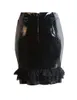 セクシーな光沢のあるポリ塩化ビニールスカートバックジッパーレースショートスカート女性ファッションパーティーエレガントな人魚スカートサイズs-xxl