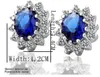 Toptan Fiyat 18 K Beyaz Altın Kaplama Prenses Mavi Safir Kristal Kolye Küpe Takı Setleri Düğün Takı Kadın Acessories