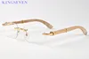 Vintage retro solglasögon för män mode Rimless Mens Sports solglasögon trä guld bambu buffel horn kvinnor solglasögon med box lu2291