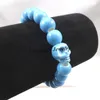 Chinesische Art-blaue Schädel-Charme-Armbänder 10mm keramische wulstige dehnbare Armbänder für Halloween-Partei 12pcs Großverkauf