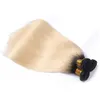 Brezilyalı düz insan saç örgüsü ombre t1b/613 sarışın iki ton renk tam kafa 3pcs/lot çift atkı remy saç uzantıları
