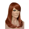 WoodFestival medium length wig auburn heat resistant synthetic wigs for women short curly hair with oblique bangs fiber