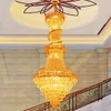 LED Modern Chandeliers American Gold Crystal Chandelier Lighting Fixture Luxury Home Indoor Living Room Foyer Stair Long Spiral Pendant Lamps Big Hanging Light