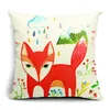 Fodera per cuscino Cartoon Red Fox Fodera per cuscino quadrato in cotone e lino Housse De Coussin Cojine dipinta a mano per divano camera da letto