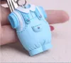 100 pcs/lot 2017 nouveauté bébé douche faveurs et cadeau mignon bébé vêtements porte-clés bleu thème porte-clés pour garçon