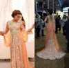 Zarif Kaftan Abaya Arapça Elbiseler Akşam Giyim Boncuklu Sequins Aplikler Şifon Uzun Örgün Abiye Dubai Ünlü Gelinlik Modelleri