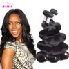 Peruvian Virgin Hair Weave Body Wave Wavy 3/4 Bundles Lot Unprocessed 7A Peruvian Remy Human Hair Extensions Natural Black 1B# Double Wefts