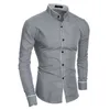 Wholesale- 2016 novo designer camisas para homens marca primavera moda manga longa smoking camisa fina fit mens vestido camisa tamanho 2xl