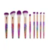 Sereia Blending Pincel de Maquiagem Define 3D Flor Fundação Escova Cosmética Kit Escova de Diamante Tópico Cosméticos Make Up Rainbow Brushes Set