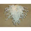 Lustre d'art de style Murano soufflé à la main, lampe de petite taille en verre blanc, source de lumière LED, AC 110V 240V, lustre de maison suspendu, 100% fait à la main