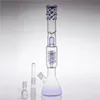 Narghilè viola lavanda con giunto da 18,8 mm con ciotola dritta Rig petroliferi Recyler Bong in vetro Hoorkah a spirale alti 37 cm