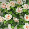 Partihandel-Lovely Pet Free Shipping Artificial Rose Flower Green Leaf Vine Garland Home Wall Party Wedding Present Jun16