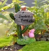 2st Cactus Signpost Figurer Terrarium harts Hantverk Hem Oranment Fairy Garden Jardim Miniature Bonsai Gummes Accessories2806864