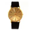 Luxury Golden Gentle Men Man Leather Band Watch Quartz Wrist Watches