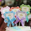 Cake Toppers Bowknot Lovely Paper Cards Banner Do Cupcake Wrapper Puchar Puchar Urodziny Tea Party Wedding Decoration Baby Shower
