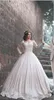 Bollklänningar Arabiska Bröllopsklänningar Applique Beaded Långärmade Bröllopsklänningar Arabiska Bröllopklänningar Vit Bröllopsklänningar