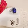 Groothandel-luxe British Kate Princess Diana William Engagement Bruiloft Blue Sapphire Ring Set Pure Solid Free Shipping