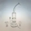 Deux fonctions Plates-formes pétrolières Fumer des bangs en verre avec un peigne Perc Cyclone Recycler Conduites d'eau en verre Perc 18mm Joint dab rigs WP1011